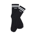 MEIA SPORTY PRETA COM LISTRAS E LOGO BRANCA