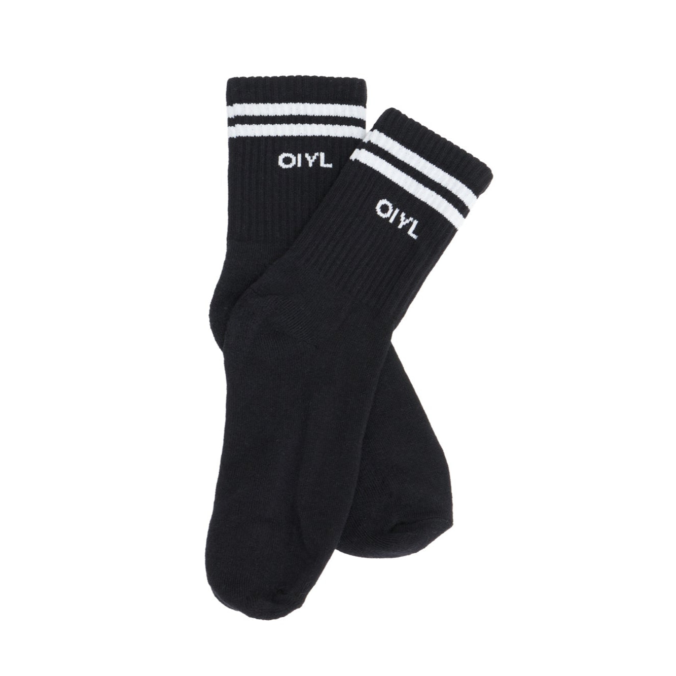 MEIA SPORTY PRETA COM LISTRAS E LOGO BRANCA