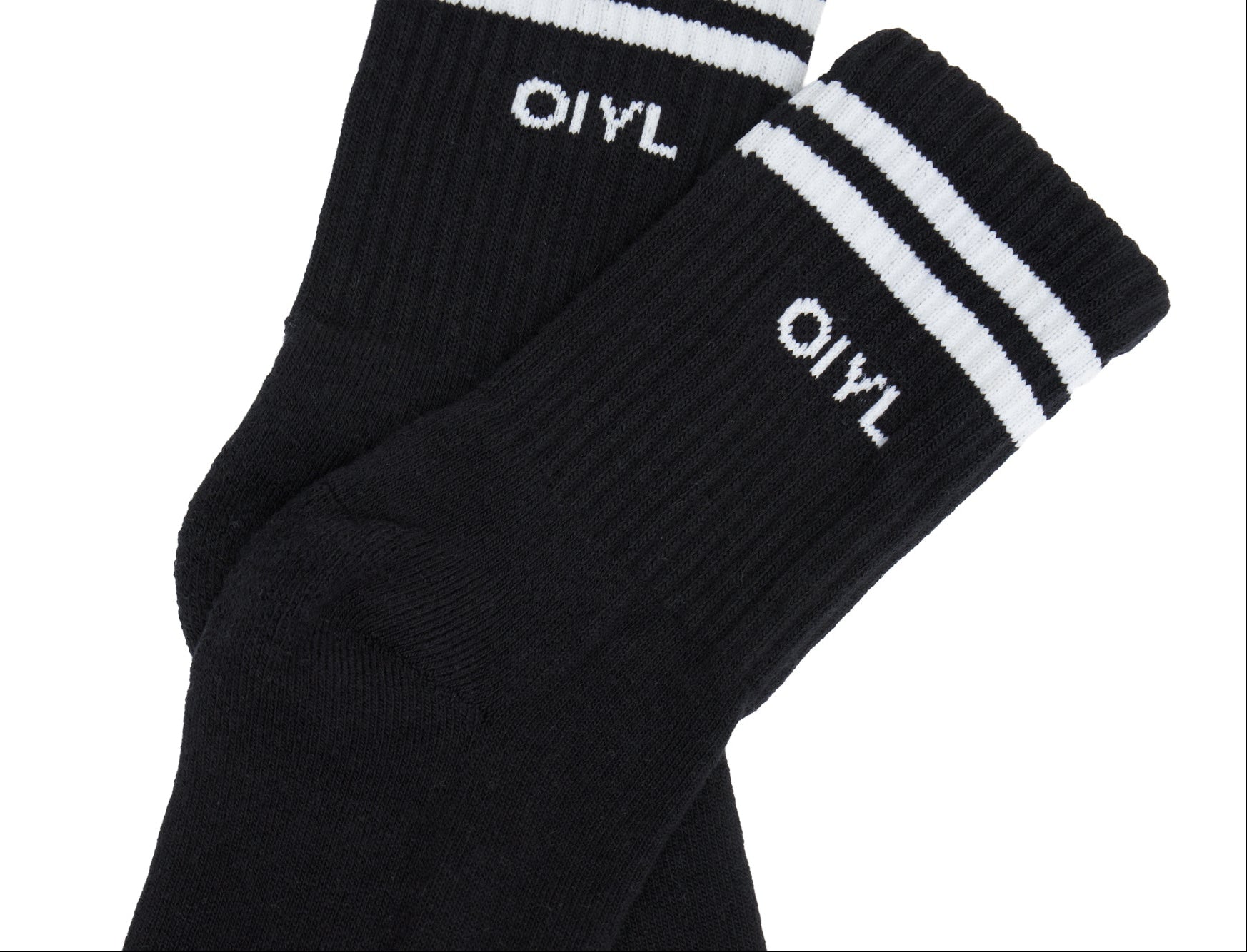 MEIA SPORTY PRETA COM LISTRAS E LOGO BRANCA